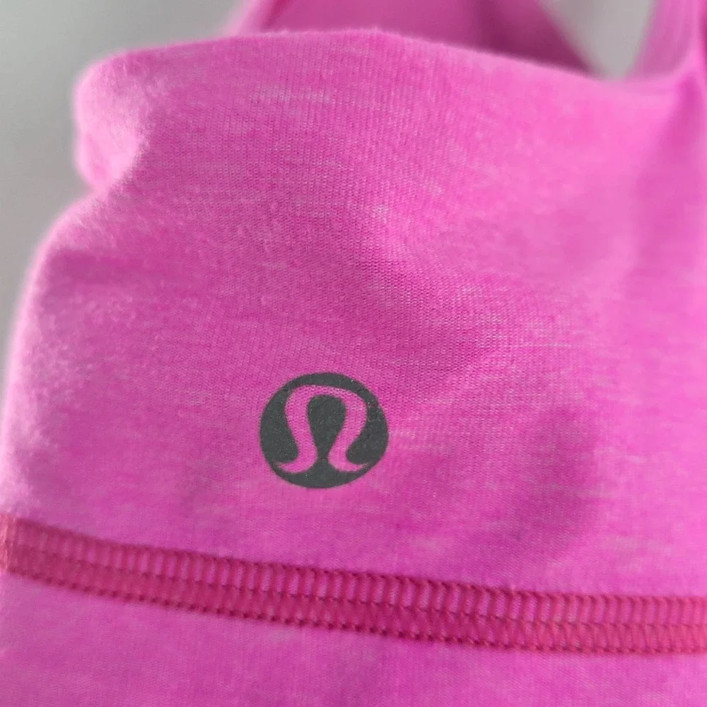 Lululemon No Limits Tank Zing Pink Ligh Mini Hyper Stripe Zing Pink Light Sz 10